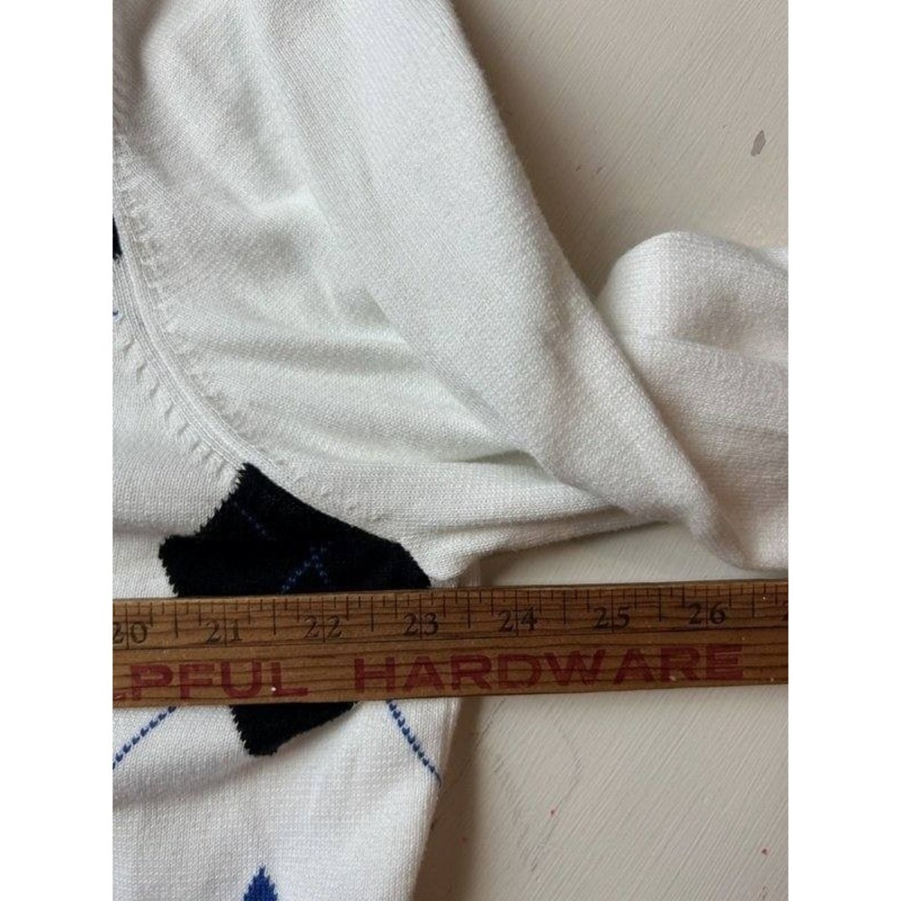 Brooks Brothers White Argyle Blue Long Sleeve‎ Sweater 1/4 Button St Andrews XL - Picture 9 of 11